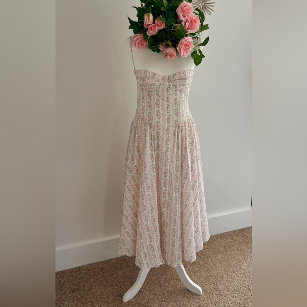Floral Pink and White Dress